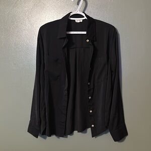 Long sleeve black button up blouse
